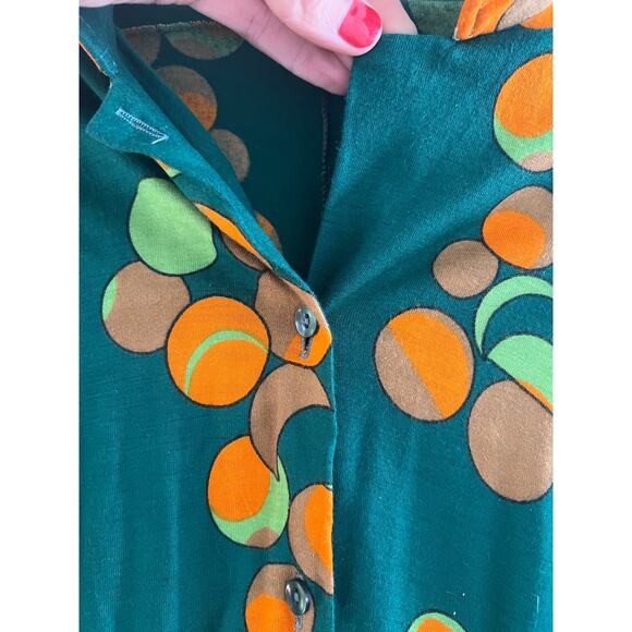 Vintage 60s-70s Green Mod DVF Diane Von Furstenberg Shirt Dress Italy Small JL - Picture 5 of 7